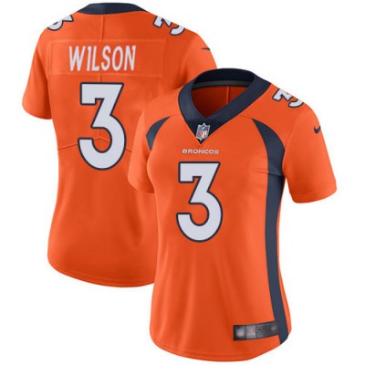 Nike Denver Broncos #3 Russell Wilson Orange Team Color Women's Stitched NFL Vapor Untouchable Limited Jersey